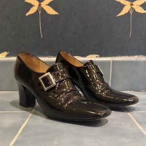 Marc Jacobs Brown Patent Leather Heels with Buckle